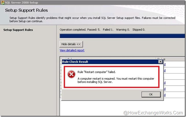 Error - Rule "Restart Computer" Failed. A Computer Restart Is Required